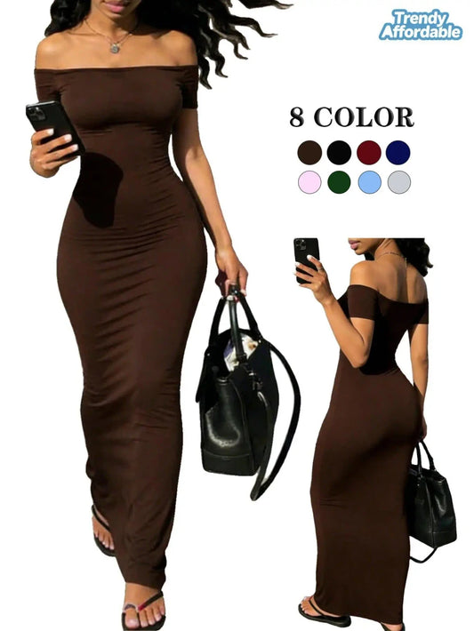 Off Shoulder Bodycon Long Dress